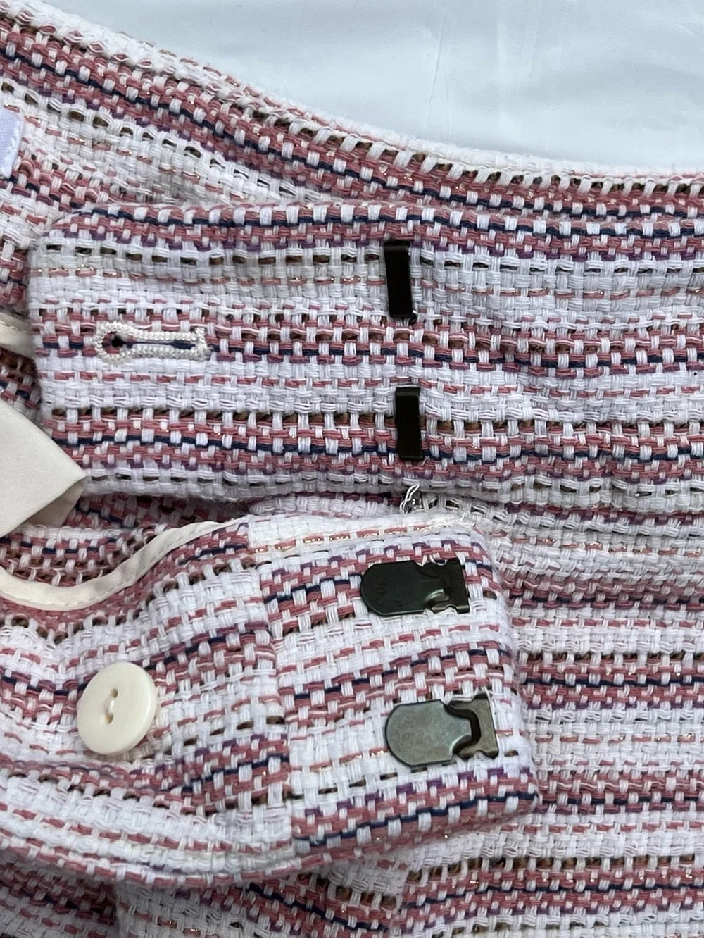 LOFT Riviera Cotton Tweed Bouclé Shorts Size 8 Pink Metallic Preppy Coastal Chic